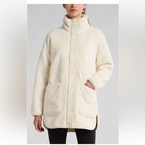 Zella Cozy Faux Shearling Jacket Ivory New size medium NEW